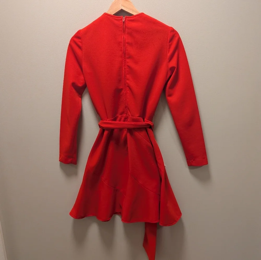 Vintage Miss Sun Valley Red Orange Asymmetrical Panel Dress – 1960s / 1970s - Picture 3 of 10